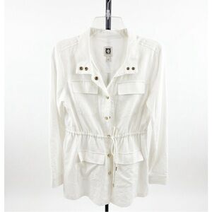 Anne Klein White Drawstring Utility Jacket